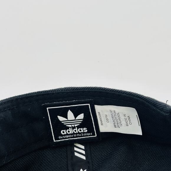 ADIDAS Men's Original White Trefoil Chain Logo Black Snapback Hat Cap One Size - Picture 8 of 8